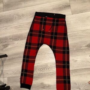 Balmain Plaid Red pants  size Med